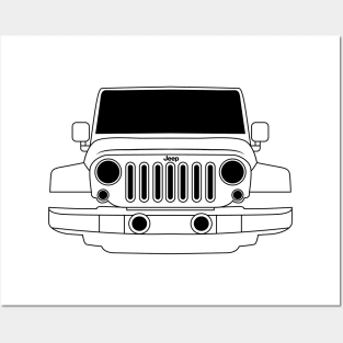 Jeep Wrangler Black Outline Posters and Art